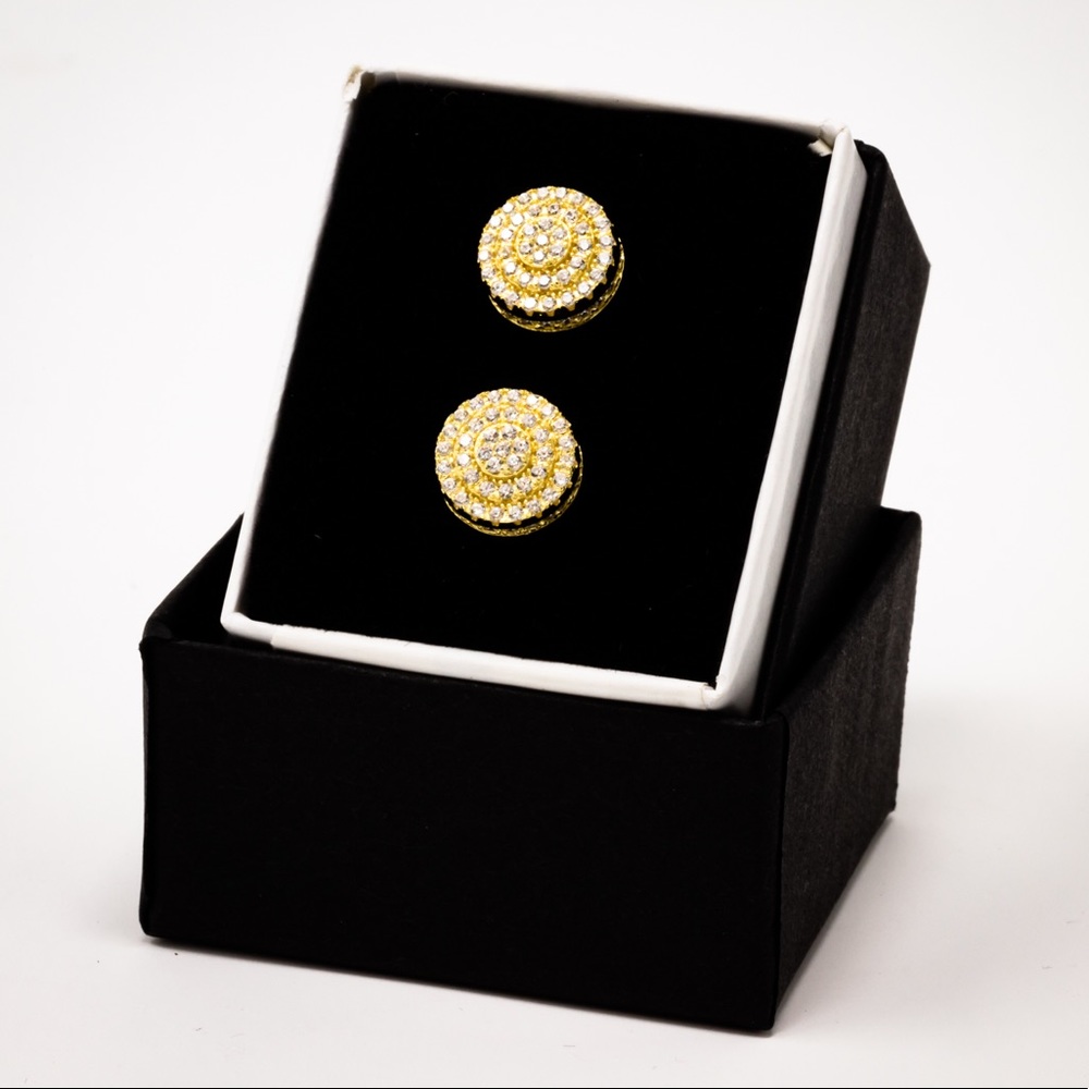 CZ Cluster 18k Gold Earrings
